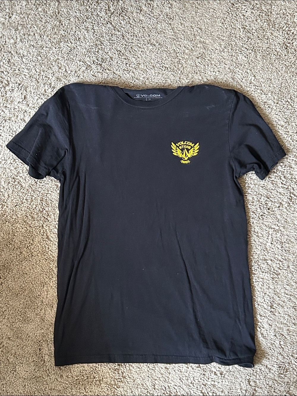 Volcom Black Short Sleeve T-Shirt with Yellow Crest